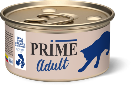 PRIME Тунец с курицей и ананасом в собственном соку для кошек 85г PRIME Тунец с курицей и ананасом в собственном соку для кошек 85г