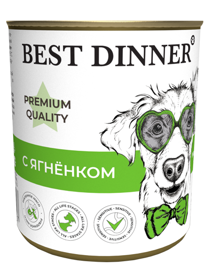 Best Dinner - Бест Диннер Premium Меню №1 для щенков и юниоров с ягненком 340 гр Best Dinner - Бест Диннер Premium Меню №1 для щенков и юниоров с ягненком 340 гр