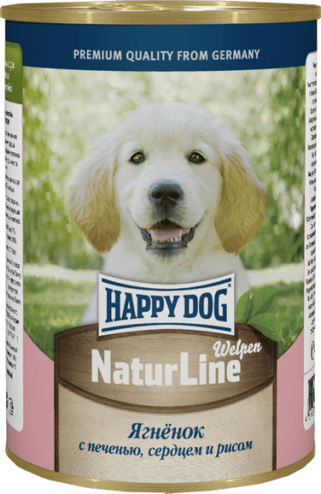 HAPPY DOG - Хеппи Дог Консервы для щенков Ягненок с печенью, сердцем и рисом 410 гр HAPPY DOG - Хеппи Дог Консервы для щенков Ягненок с печенью, сердцем и рисом 410 гр