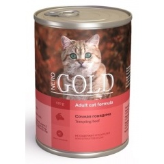 Приют Маришкины кошки. NERO GOLD - Неро Голд Консервы для кошек кусочки в желе Сочная говядина 415 гр