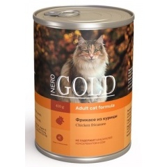 Приют Маришкины кошки. NERO GOLD - Неро Голд Консервы для кошек кусочки в желе Фрикасе из курицы 415 гр