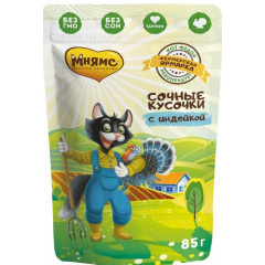 Мнямс паучи для взрослых кошек с  индейкой " Фермерская ярмарка" линия Кот Федор  85 гр 