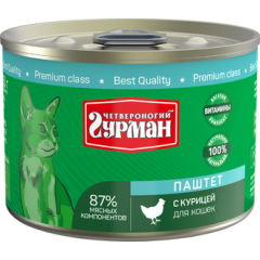 Четвероногий Гурман консервы для взрослых кошек Паштет с Курицей 190 гр