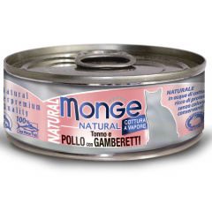 Monge Cat Natural POLLO con GAMBERETTI Монж Консервы для кошек тунец с курицей и креветками 80 гр Monge Cat Natural POLLO con GAMBERETTI Монж Консервы для кошек тунец с курицей и креветками 80 гр