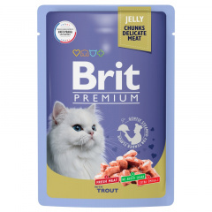Brit Premium Брит паучи для кошек форель в желе 85 гр