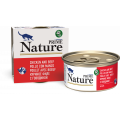 PRIME NATURE Прайм Нэйчер для кошек Куриное филе с говядиной в бульоне 85 гр