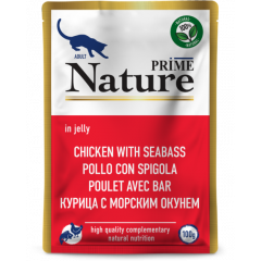 PRIME NATURE пауч в желе Курица с морским окунем для кошек 100г