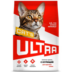 ULTRA Ультра сухой корм для взрослых кошек аппетитные кружочки с курицей 