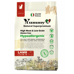 Yummy Ямми полнорационный сухой корм для взрослых кошек и котов всех пород с ягненком