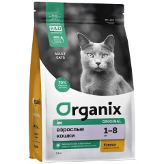 Organix полнорационный сухой корм для взрослых кошек с курицей, фруктами и овощами