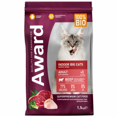 AWARD АВАРД Indoor Big cats для взрослых домашних кошек крупных пород с говядиной и курицей