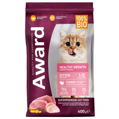 AWARD АВАРД PFB Healthy growth для котят от 1 мес, беременных и кормящих кошек с индейкой и курицей
