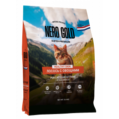 NERO GOLD super premium Неро Голд Сухой корм для кошек и котят всех возрастов с лососем и овощами