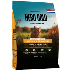 NERO GOLD super premium Неро Голд Сухой корм для кошек и котят всех возрастов с мясом курицы и овощами