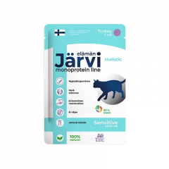 Jarvi Ярви монопротеиновый пауч для кошек с чувствительным пищеварением с индейкой кусочки в желе