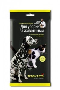 Teddy Pets Влажные салфетки для уборки за животными, 25 шт Teddy Pets Влажные салфетки для уборки за животными, 25 шт