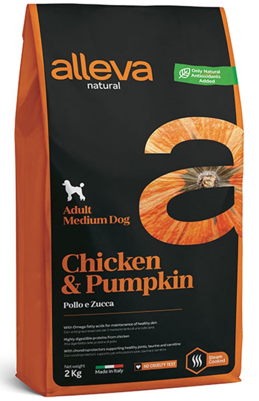ALLEVA NATURAL DOG Adult Chicken & Pumpkin Medium сухой корм для собак средних пород с курицей и тыквой ALLEVA NATURAL DOG Adult Chicken & Pumpkin Medium сухой корм для собак средних пород с курицей и тыквой