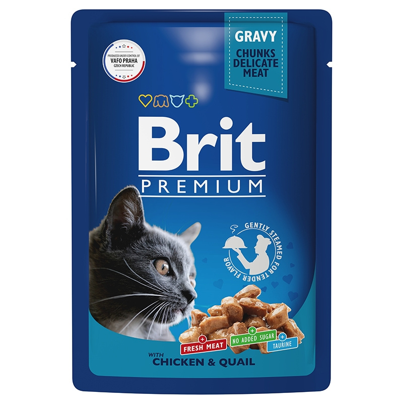 Brit Premium Брит паучи для кошек курица и перепёлка в соусе 85 гр Brit Premium Брит паучи для кошек курица и перепёлка в соусе 85 гр