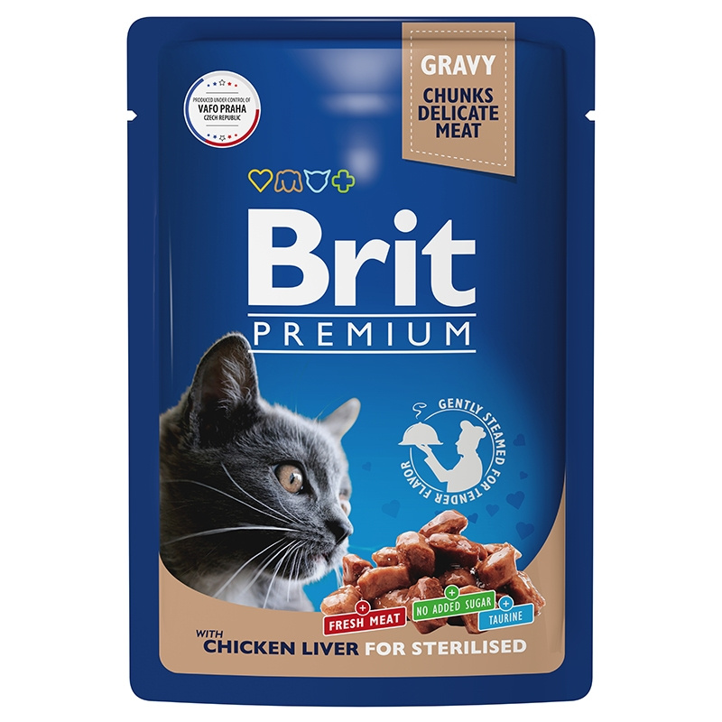 Brit Premium Брит паучи для стерилизованных кошек куриная печень в соусе 85 гр Brit Premium Брит паучи для стерилизованных кошек куриная печень в соусе 85 гр