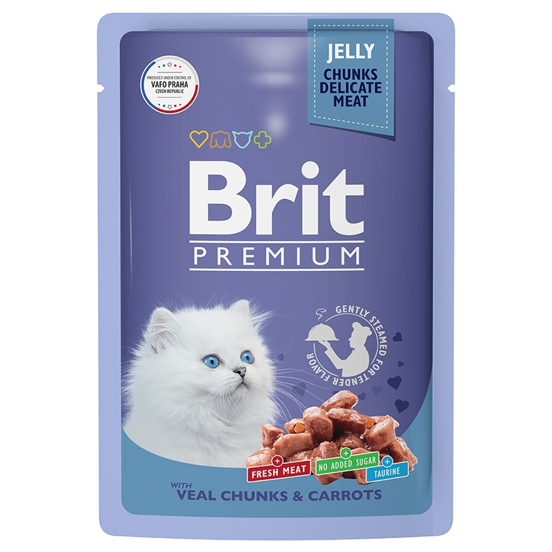 Brit Premium Брит паучи для котят телятина с морковью в желе 85 гр Brit Premium Брит паучи для котят телятина с морковью в желе 85 гр