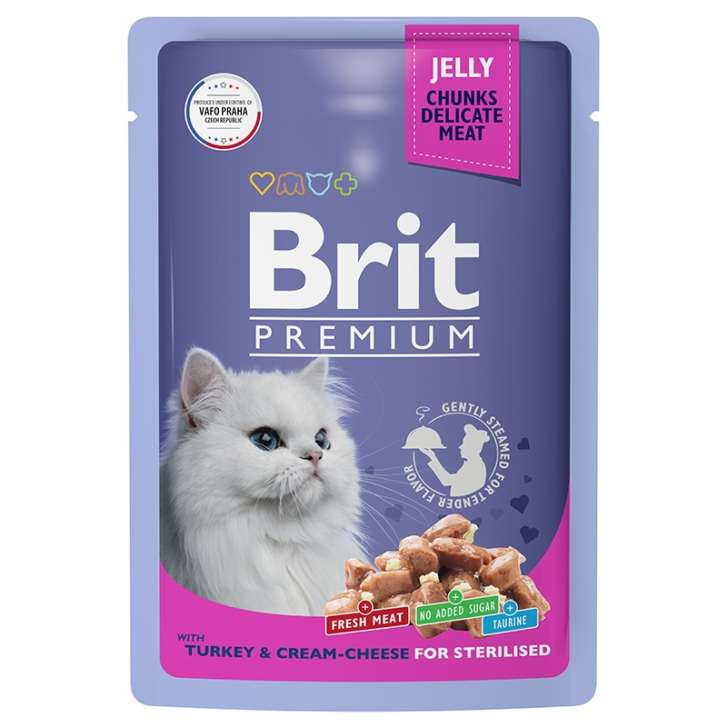 Brit Premium Брит паучи для стерилизованных кошек индейка с сыром в желе 85 гр Brit Premium Брит паучи для стерилизованных кошек индейка с сыром в желе 85 гр