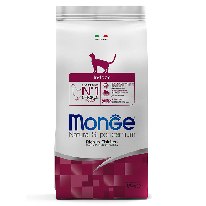 Сухой корм Monge Cat Daily Line Indoor для домашних кошек, из курицы Сухой корм Monge Cat Daily Line Indoor для домашних кошек, из курицы