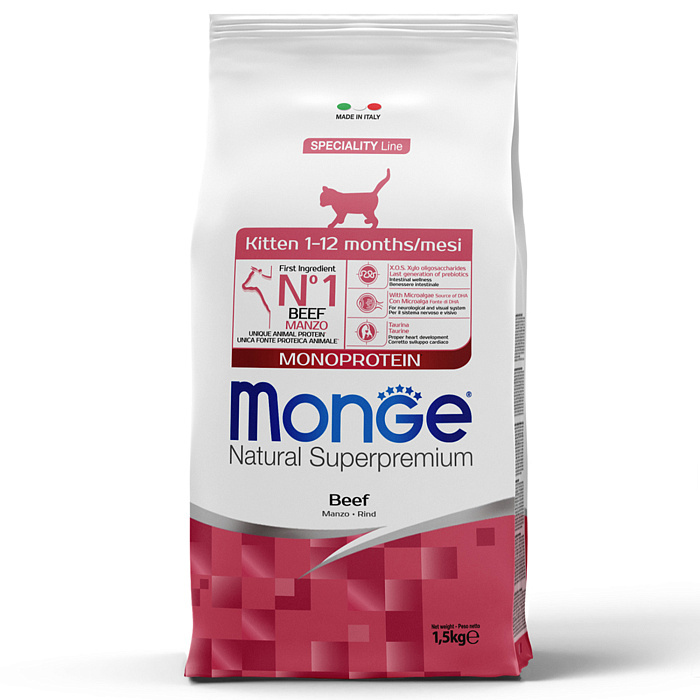 Сухой корм Monge Cat Speciality Line Monoprotein для котят и беременных кошек, из говядины Сухой корм Monge Cat Speciality Line Monoprotein для котят и беременных кошек, из говядины