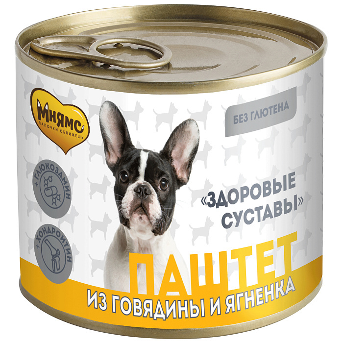 Влажный корм Мнямс Паштет из говядины и ягненка для собак всех пород «ЗДОРОВЫЕ СУСТАВЫ» 200 г Влажный корм Мнямс Паштет из говядины и ягненка для собак всех пород «ЗДОРОВЫЕ СУСТАВЫ» 200 г