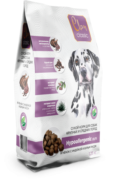CLAN CLASSIC Сухой корм для собак средних и крупных пород Hypoallergenic ягненок, индейка, бурый рис CLAN CLASSIC Сухой корм для собак средних и крупных пород Hypoallergenic ягненок, индейка, бурый рис