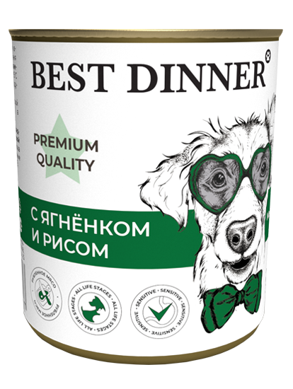 Best Dinner - Бест Диннер Premium Меню №5 для собак всех пород с ягненком и рисом 340 гр Best Dinner - Бест Диннер Premium Меню №5 для собак всех пород с ягненком и рисом 340 гр