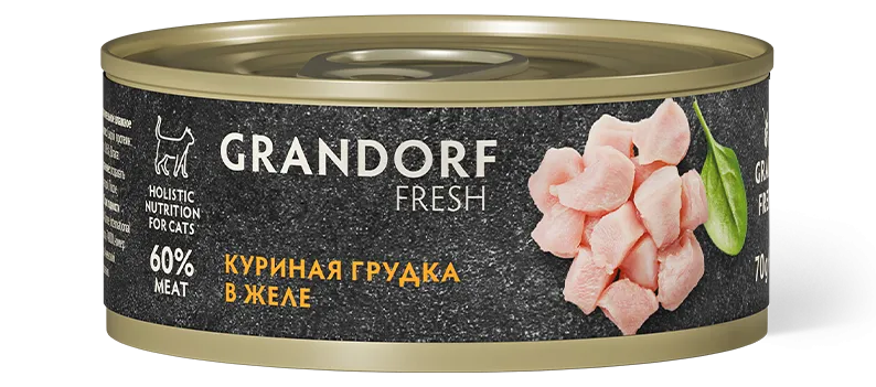 GRANDORF FRESH Консервы для кошек куриная грудка в желе 70 гр GRANDORF FRESH Консервы для кошек куриная грудка в желе 70 гр