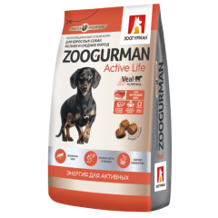 Zoogurman Active Life Medium & Mini - Зоогурман полнорационный сухой корм для взрослых собак мелких и средних пород Телятина 1,2 кг