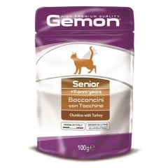 GEMON (Monge) Джемон Паучи для пожилых кошек, кусочки индейки, 100 гр GEMON (Monge) Джемон Паучи для пожилых кошек, кусочки индейки, 100 гр