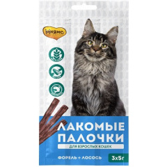 Мнямс лакомые палочки 13,5 см для кошек с лососем и форелью 3х5г