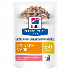 Hill's c/d Urinary Care Хиллс диетический корм для кошек для здоровья мочевыводящих путей, с лососем, 85 гр (пауч)
