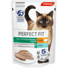 Perfect Fit паучи для стерилизованных кошек, паштет с индейкой 75 гр