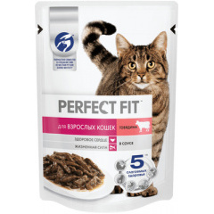 Perfect Fit влажный корм для взрослых кошек, с говядиной в соусе 75 гр