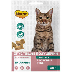  Мнямс хрустящие подушечки для кошек с цыпленком "Здоровые зубы" 60 гр