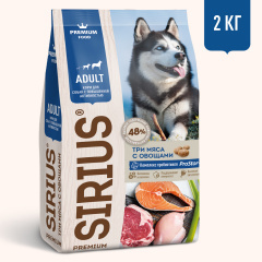 Sirius Сириус Полнорационный сухой PREMIUM корм для взрослых собак с повышенной активностью, Три мяса с овощами Sirius Сириус Полнорационный сухой PREMIUM корм для взрослых собак с повышенной активностью, Три мяса с овощами