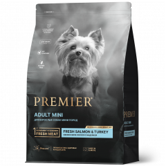  PREMIER Adult Mini Salmon&Turkey - Премьер корм для  взрослых собак мелких пород с нормальной активностью, чувствительной кожей и шерстью или склонных к аллергии с лососем и индейкой