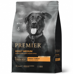  PREMIER Adult Medium Turkey - Премьер корм взрослых собак средних пород с нормальной активностью, чувствительным пищеварением или склонных к аллергии с индейкой 10 кг