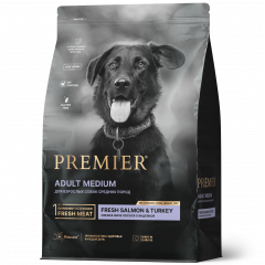 PREMIER Adult Medium Salmon&Turkey - Премьер корм взрослых собак средних пород с нормальной активностью, чувствительной кожей и шерстью или склонных к аллергии с лососем и индейкой 10 кг