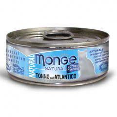 Влажный корм Monge Cat Natural для кошек, из атлантического тунца, консервы 80 г Влажный корм Monge Cat Natural для кошек, из атлантического тунца, консервы 80 г