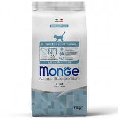 Сухой корм Monge Cat Speciality Line Monoprotein для котят и беременных кошек, из форели Сухой корм Monge Cat Speciality Line Monoprotein для котят и беременных кошек, из форели
