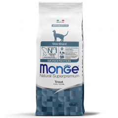 Сухой корм Monge Cat Speciality Line Monoprotein Sterilised для стерилизованных кошек, из форели Сухой корм Monge Cat Speciality Line Monoprotein Sterilised для стерилизованных кошек, из форели
