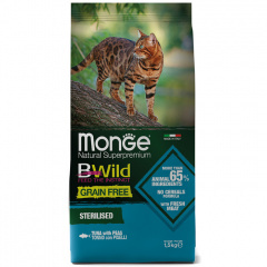 Сухой корм Monge Cat BWild GRAIN FREE для стерилизованных кошек, беззерновой, из тунца Сухой корм Monge Cat BWild GRAIN FREE для стерилизованных кошек, беззерновой, из тунца