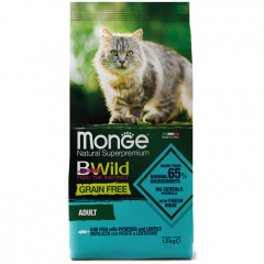 Сухой корм Monge Cat BWild GRAIN FREE для взрослых кошек, беззерновой, из трески Сухой корм Monge Cat BWild GRAIN FREE для взрослых кошек, беззерновой, из трески