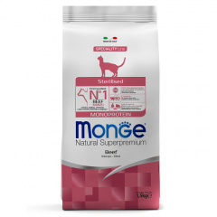 Сухой корм Monge Cat Speciality Line Monoprotein Sterilised для стерилизованных кошек, из говядины Сухой корм Monge Cat Speciality Line Monoprotein Sterilised для стерилизованных кошек, из говядины