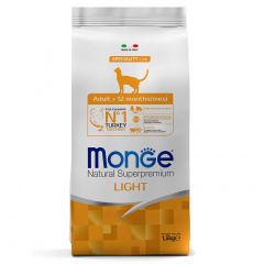 Сухой корм Monge Cat Speciality Line Light для кошек, низкокалорийный, из индейки Сухой корм Monge Cat Speciality Line Light для кошек, низкокалорийный, из индейки