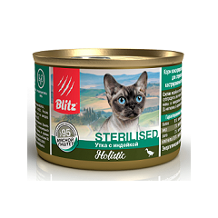 Blitz Holistic консервы для взрослых кошек "Утка с индейкой" паштет 200 гр Blitz Holistic консервы для взрослых кошек "Утка с индейкой" паштет 200 гр
